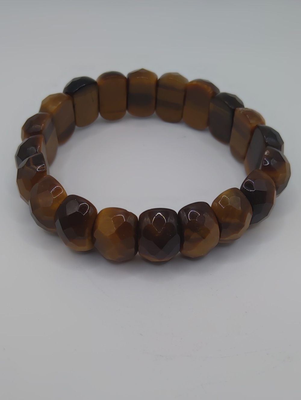 Tigers Eye Faceted Oval Stretch Bracelet Sz 6.5